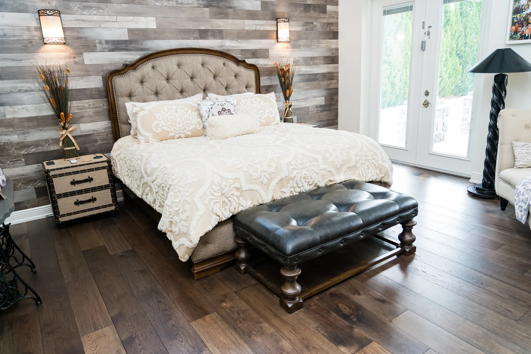 Wide plank hardwood floor closeup bedroom Holiday FL