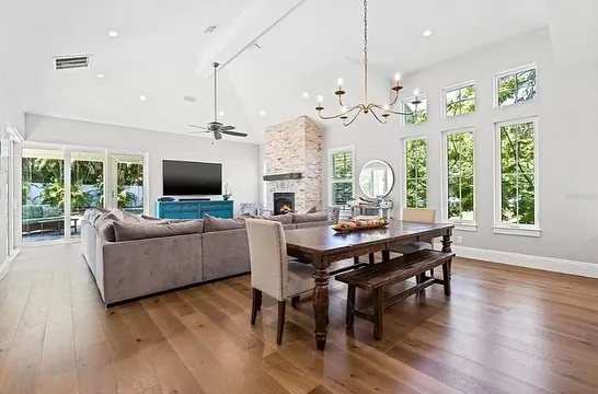 Hardwood open plan dining and living room Tampa Bay