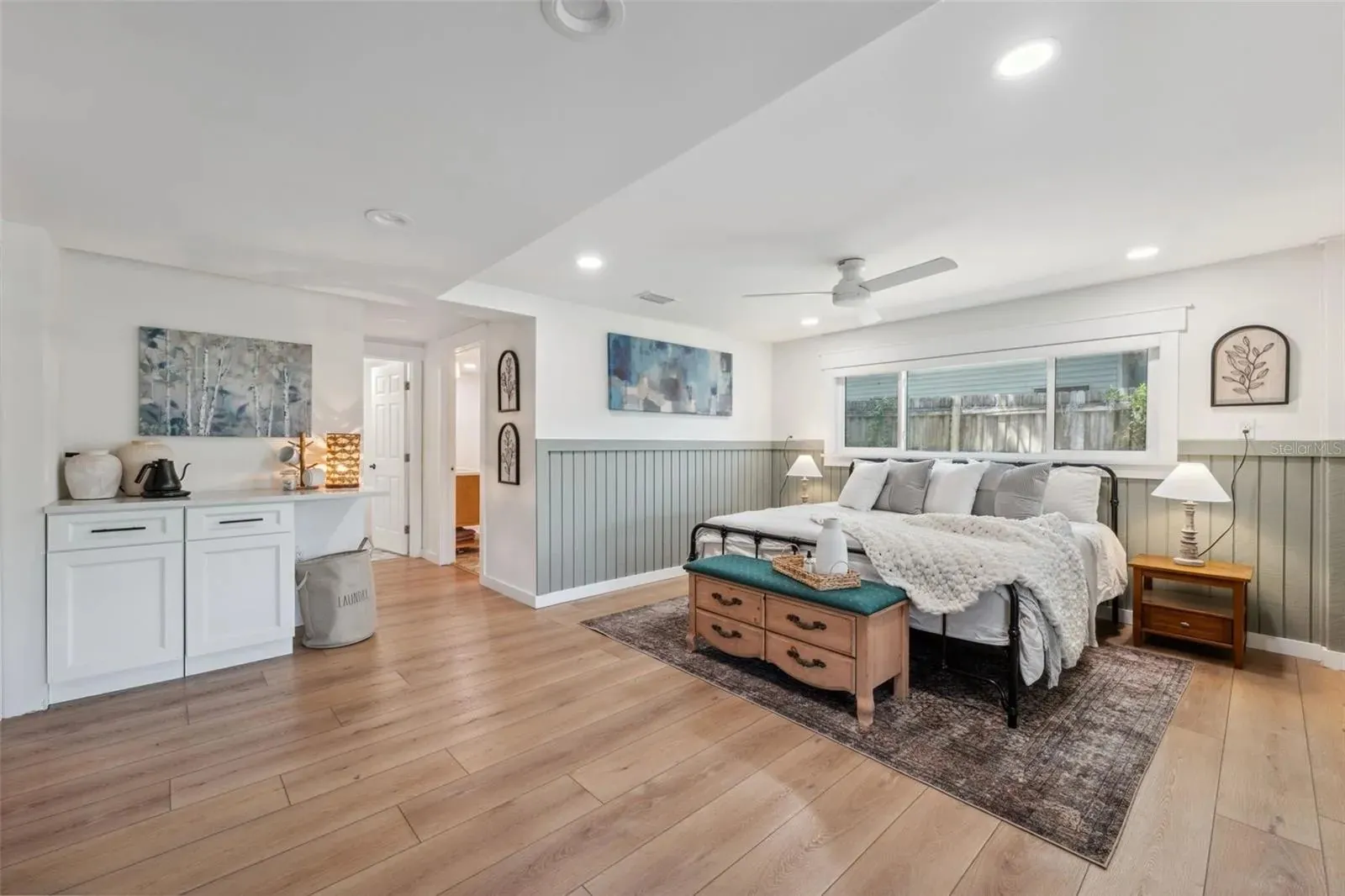 Luxury vinyl plank bedroom modern renovation Holiday FL